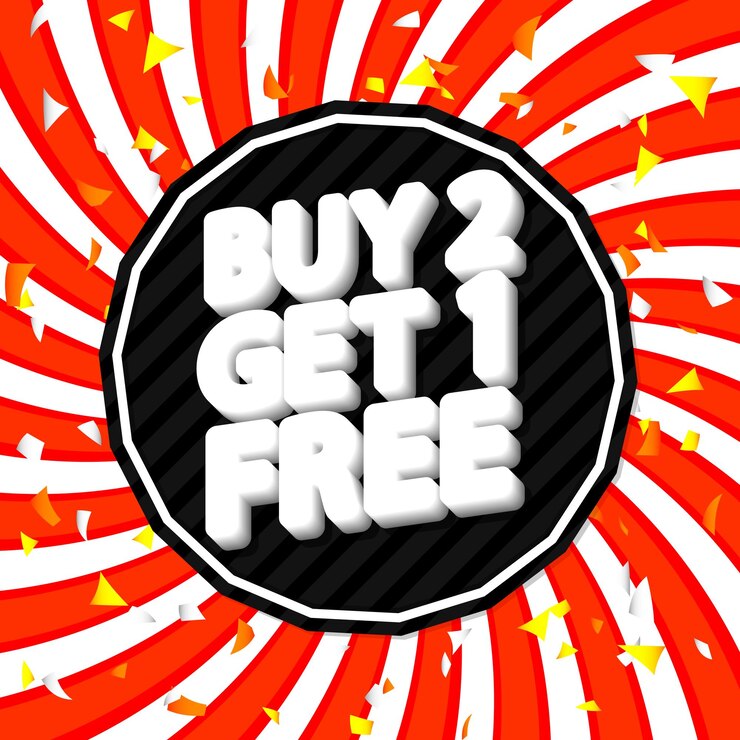 Vettore acquisti 2 get 1 gratis modello di progettazione di poster in vendita edizione speciale illustrazione vettoriale