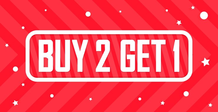 Vettore acquisti 2 get 1 gratis modello di progettazione di poster in vendita edizione speciale illustrazione vettoriale