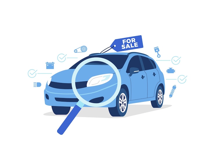 Vettore acquisto auto usata in vendita ispezione diagnostica controllo condizioni auto servizio concessionaria veicolo