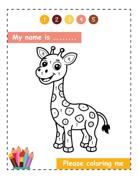 Actività di colorazione per bambini vettore giraffa
