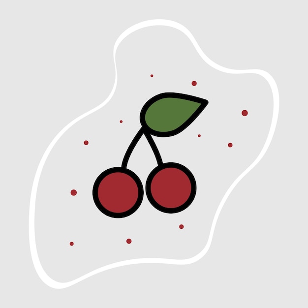 Adesivo ciliegia Disegno di illustrazione vettoriale adesivo isolato Adesivo per merchandising e packaging
