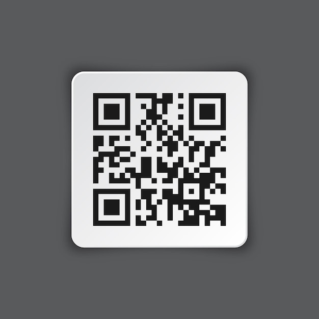adesivo di codice QR realistico su sfondo grigio codice di tracciamento di identificazione numero di serie ID del prodotto con informazioni digitali Etichette di negozio o supermercato etichette di scansione etichetta di prezzo illustrazione vettoriale