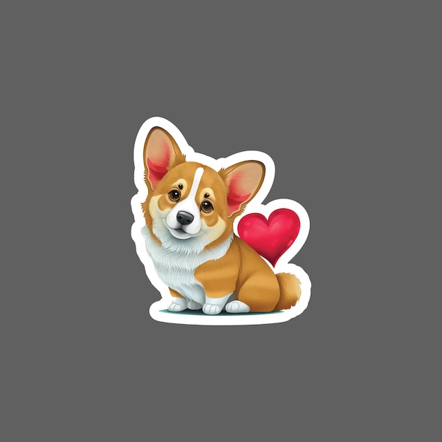 Adesivo di San Valentino Corgi con cuore