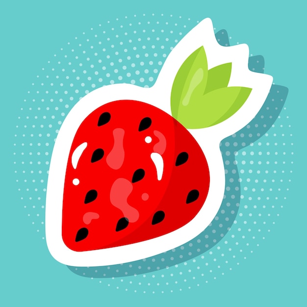 Adesivo fragola in stile pop art