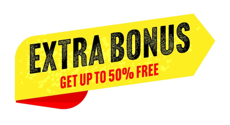 Vettore adesivo giallo bonus extra con offerta speciale di sconto