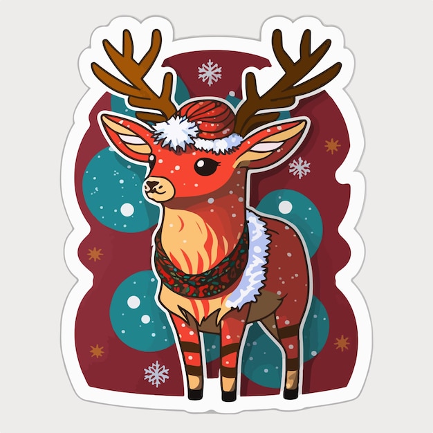 Adesivo natalizio con cervi e cartoni animati Collezione di adesivi con renne natalizie Vacanze di capodanno