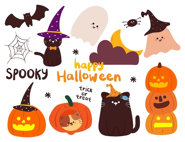 adesivo notte spettrale set di cartoni animati di articoli per halloween adesivo elemento halloween