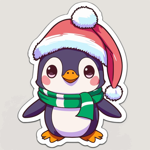 Adesivo pinguino natalizio pinguino natalizio con cappello foglio di adesivi stampabili Vacanze invernali