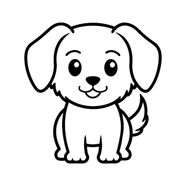 Adorabile contorno di cucciolo di cartone animato Illustrazione di cane carino e giocoso