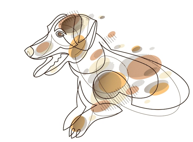 Adorabile e giocoso Jack Russel Terrier illustrazione di linea vettoriale isolato cane carino animale domestico migliore amico disegno lineare