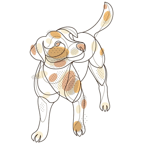 Adorabile e giocoso Jack Russel Terrier illustrazione di linea vettoriale isolato cane carino animale domestico migliore amico disegno lineare