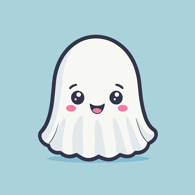 Adorabile fantasma dei cartoni animati kawaii disegno vettoriale dell'illustrazione del personaggio