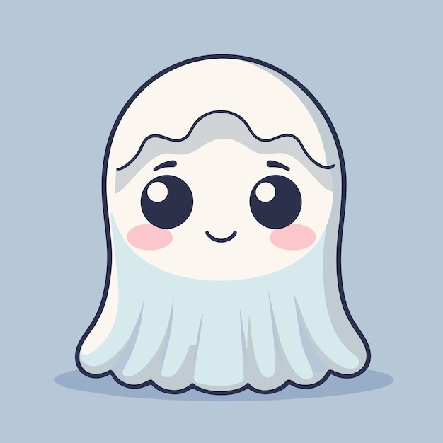 Adorabile fantasma dei cartoni animati kawaii disegno vettoriale dell'illustrazione del personaggio