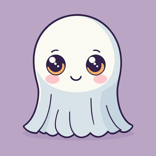 Adorabile fantasma dei cartoni animati kawaii disegno vettoriale dell'illustrazione del personaggio