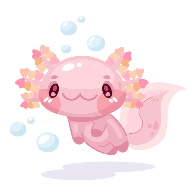 Adorabile illustrazione di ajolote marino