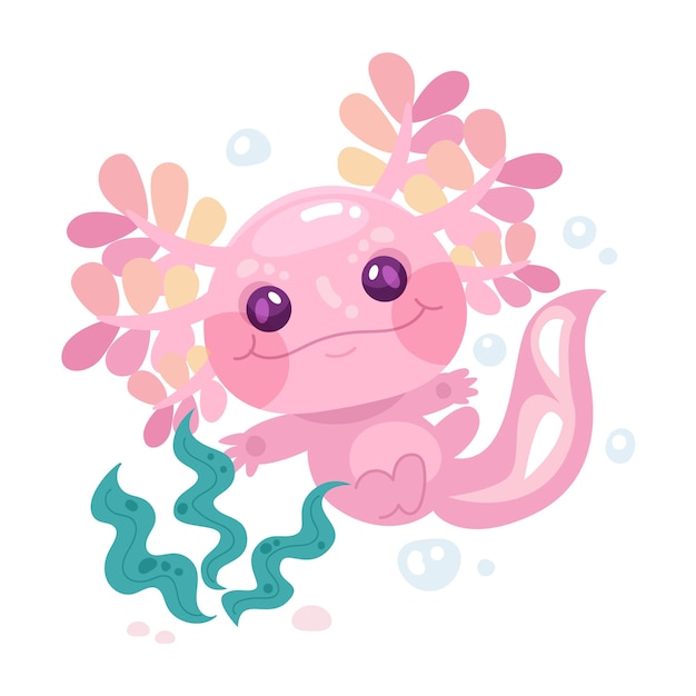 Adorabile illustrazione di ajolote marino
