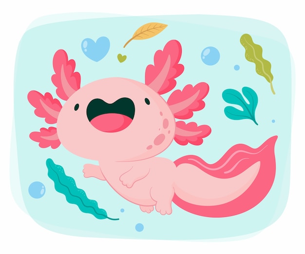 Adorabile illustrazione di ajolote marino