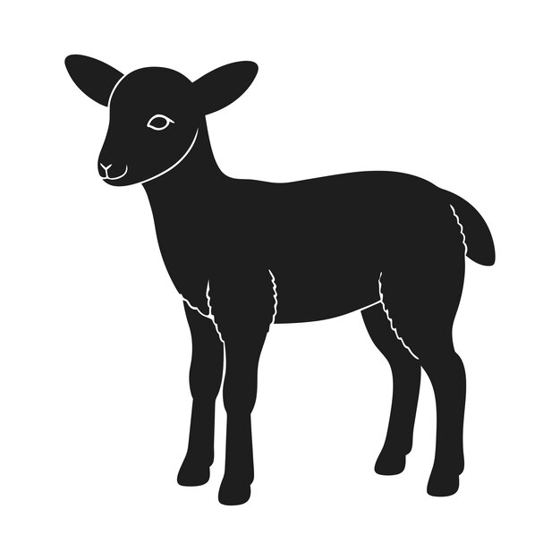 Adorabile illustrazione vettoriale di silhouette di agnello per i disegni a tema di Pasqua e fattoria