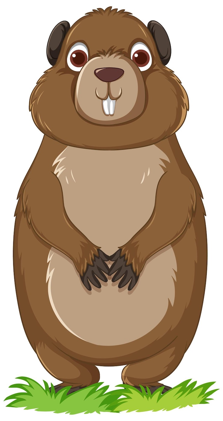 Vettore adorabile personaggio dei cartoni animati groundhog in stile illustrazione vettoriale