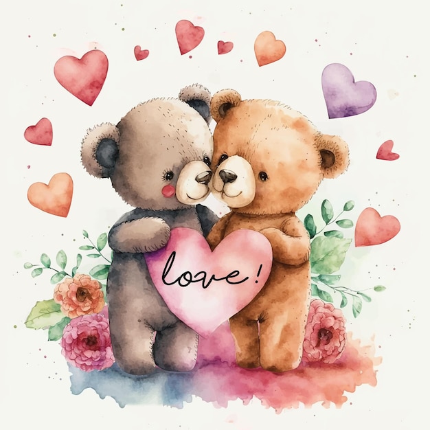 Adorabili orsacchiotti che tengono il cuore San Valentino