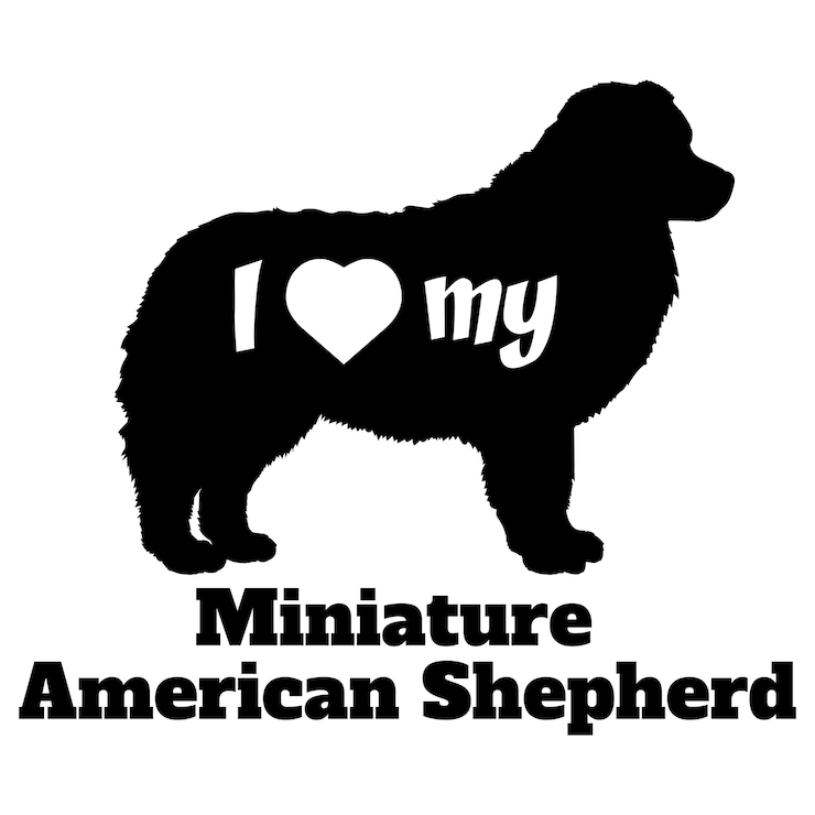 Vettore adoro il mio miniature american shepherd dog silhouette dog breeds logo dog monogram vector