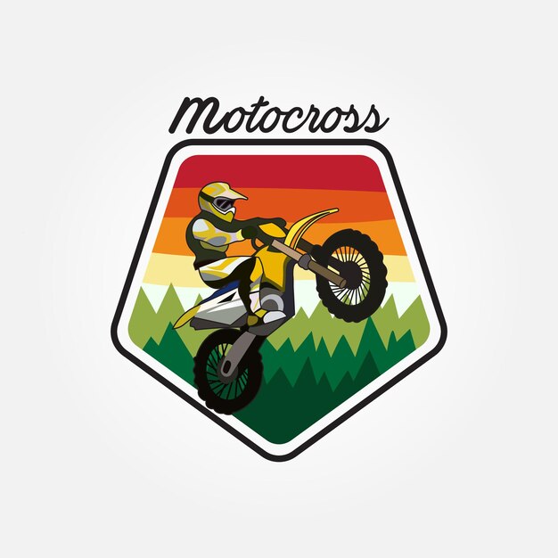 Adventure Dirt Bike badge logo motocross illustrazione vettoriale design intelligente icona adesivo simbolo