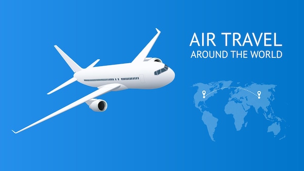 Aereo nel cielo blu Viaggio aereo vacanza o concetto di affari Viaggiare con il trasporto aereo