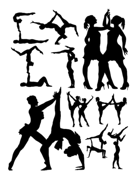 Aerobica e danza silhouette