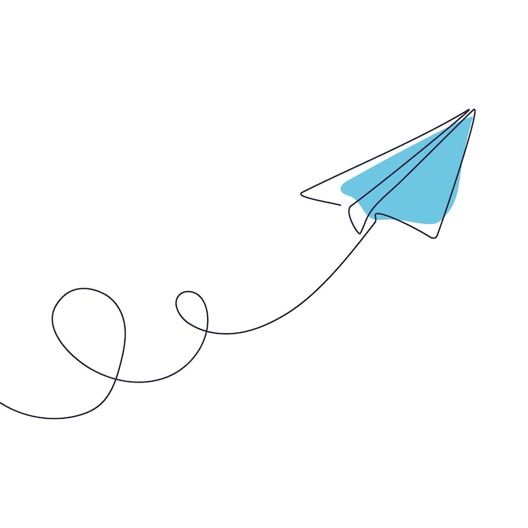 Aeroplano di carta che disegna una singola linea nera continua Origami aereo Illustrazione vettoriale