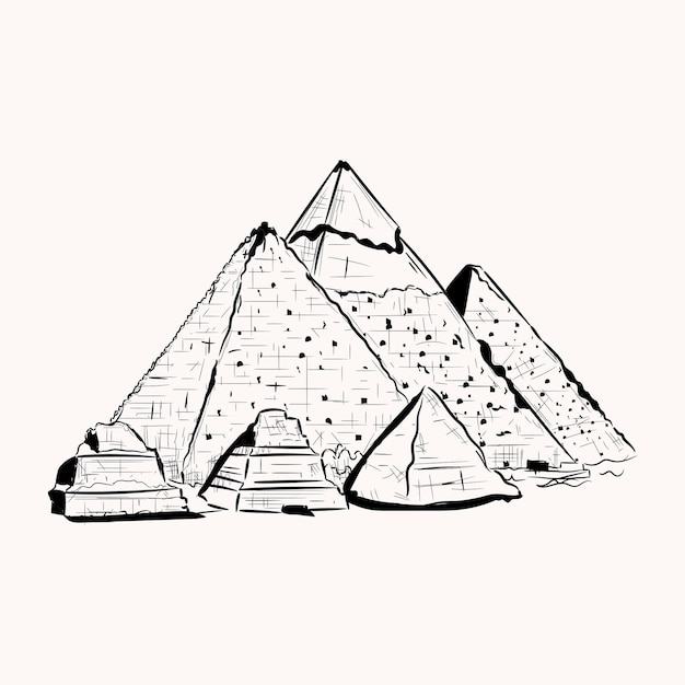 Afferra questa straordinaria illustrazione disegnata a mano della piramide di Giza