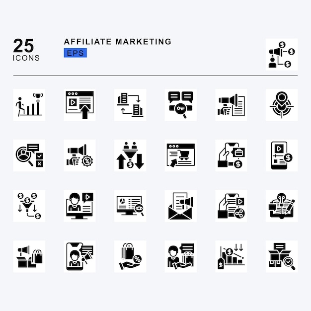 Affiliate Marketing 25 Glyph icon pack