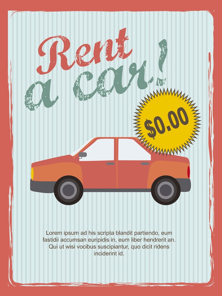 Vettore affittare un auto vintage illustrazione vettoriale stile di annuncio