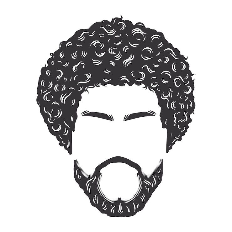 Affrontare con l'illustrazione di arte di linea di vettore di acconciature vintage uomini afro.