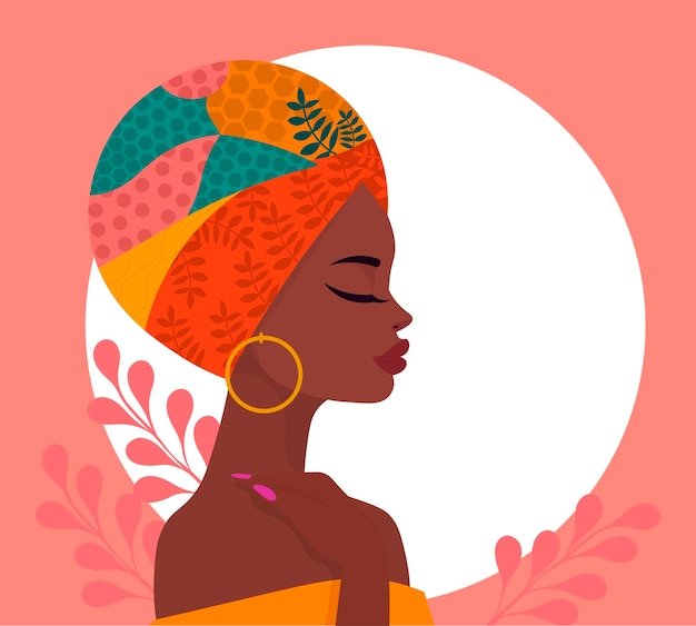 African woman with turban vector illustration