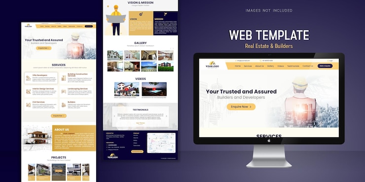 Vettore agenzia di costruzioni per la costruzione di un modello di pagina di destinazione del sito web immobiliare