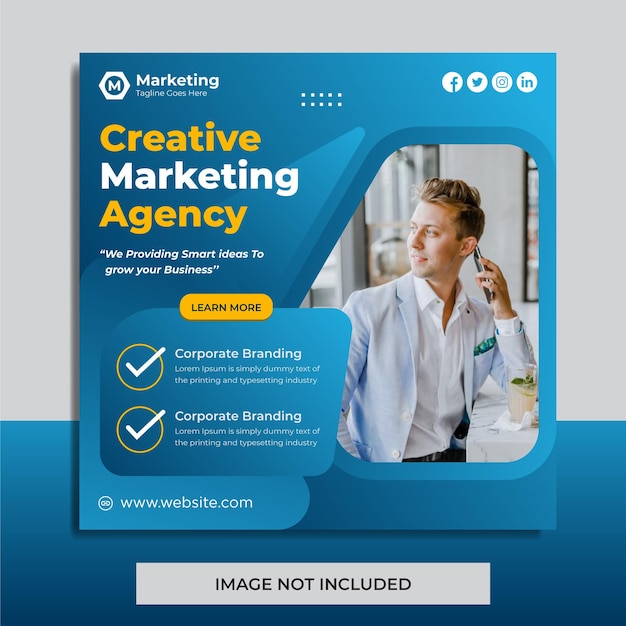 Agenzia di marketing creativo aziendale Social Media o Instagram post Design Template vector Premium