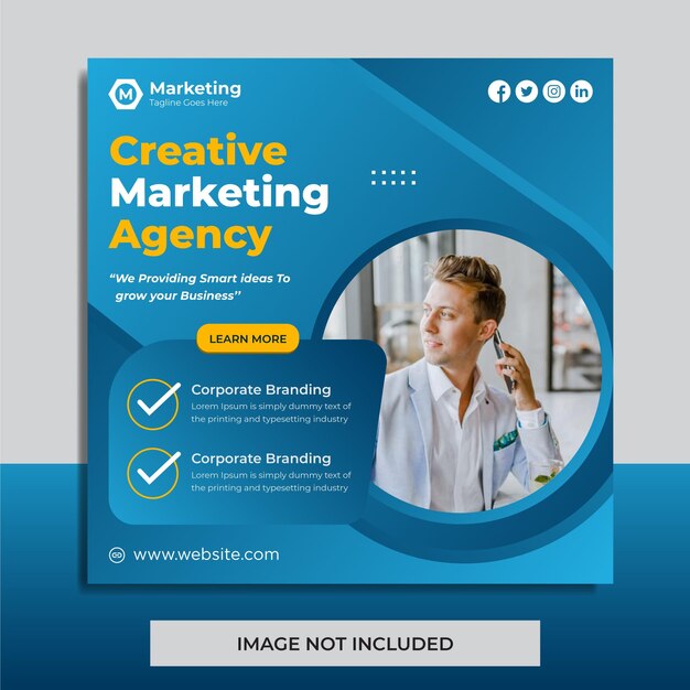 Agenzia di marketing creativo aziendale Social Media o Instagram post Design Template vector Premium