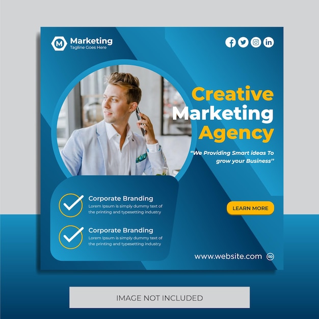 Agenzia di marketing creativo aziendale Social Media o Instagram post Design Template vector Premium