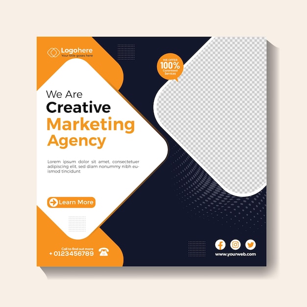 Agenzia di marketing creativo e modello di post sui social media