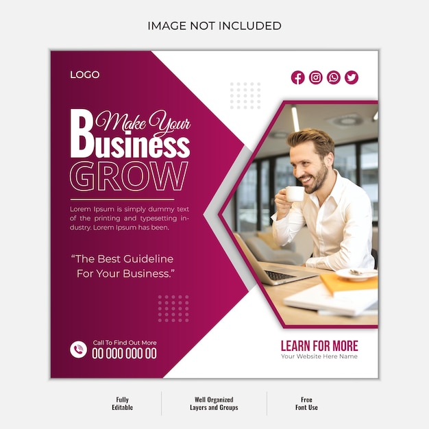 agenzia di marketing digitale business o aziendale social media e instagram template post banner