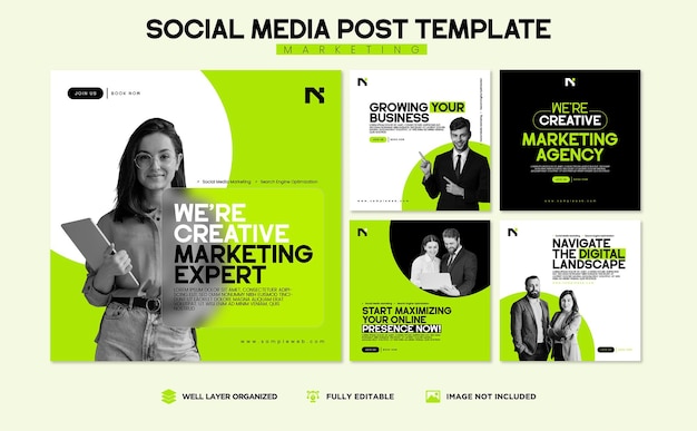 Agenzia di marketing digitale business raccolta di post sui social media