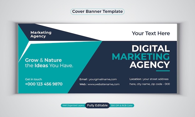 Agenzia di marketing digitale copertina facebook banner design moderno modello vettoriale