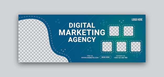 Agenzia di marketing digitale creativa social media Facebook cover web banner post modello Orizzontale