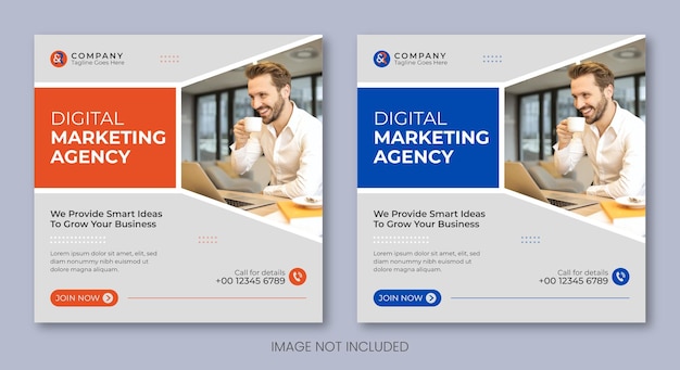Agenzia di marketing digitale creativo e banner post sui social media per volantini aziendali