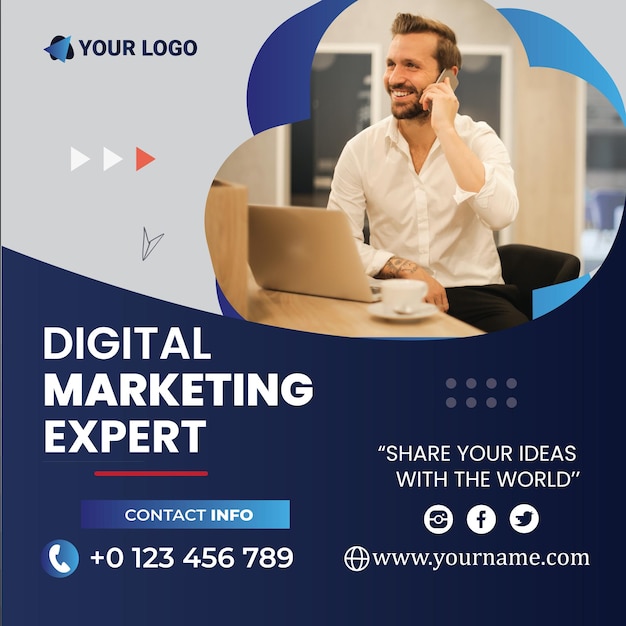 Agenzia di marketing digitale e agenzia di marketing volantino aziendale quadrato banner post sui social media