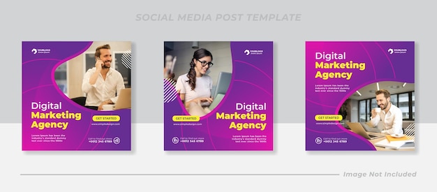 Agenzia di marketing digitale e modello di post sui social media aziendali