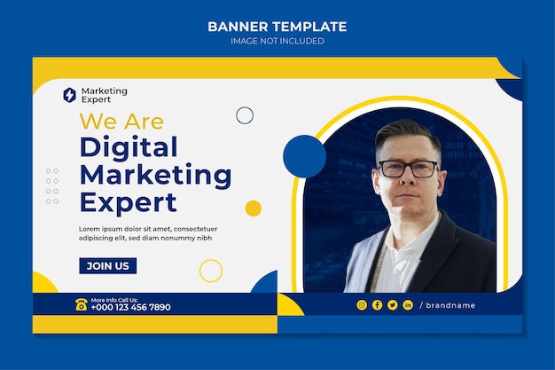 Agenzia di marketing digitale e social media aziendale Post e modello di banner web Vettore Premium