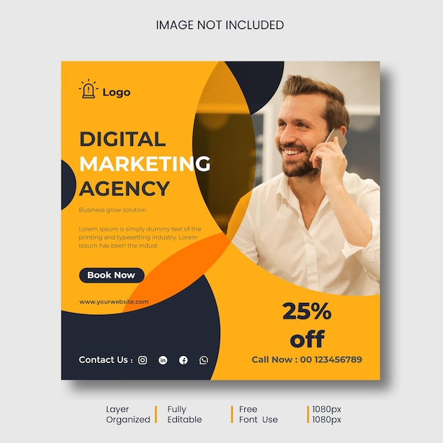 Agenzia di marketing digitale Social Media Post Desing Premium Vector