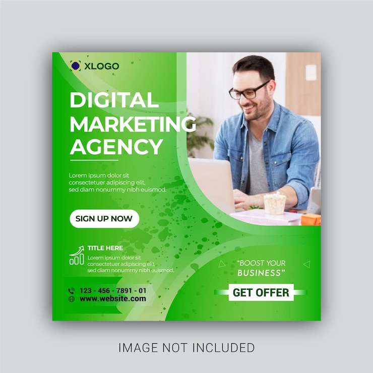Agenzia di marketing digitale social media post Instagram facebook template vettoriale eps