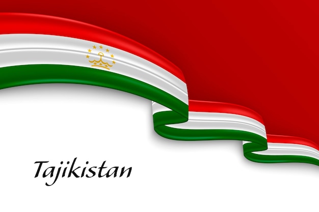 Agitare il nastro con la bandiera del Tagikistan
